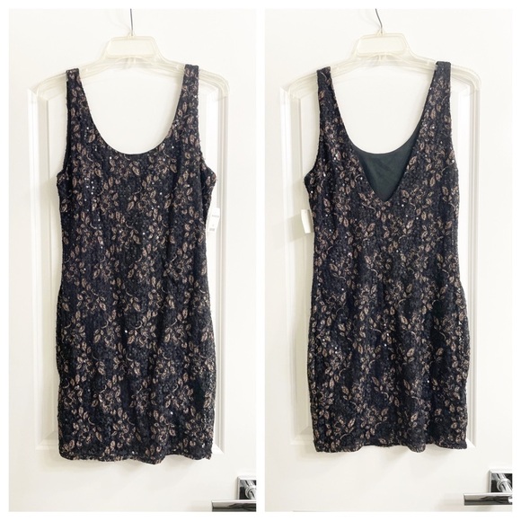 NEW Alythea black/gold sequin mini dress - Picture 1 of 4